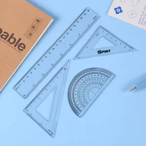 Conjunto de régua de plástico promocional para estudantes, conjunto de quadrados triangulares para matemática e geometria, ideal para escola