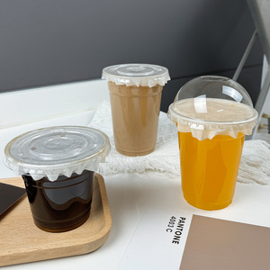 Gobelet à emporter en plastique PP transparent à paroi simple de 90 mm de diamètre avec logo personnalisé pour mariage, pour boissons froides, café glacé, jus de citron, <span class=keywords><strong>bubble</strong></span> <span class=keywords><strong>tea</strong></span> - Product Image 5