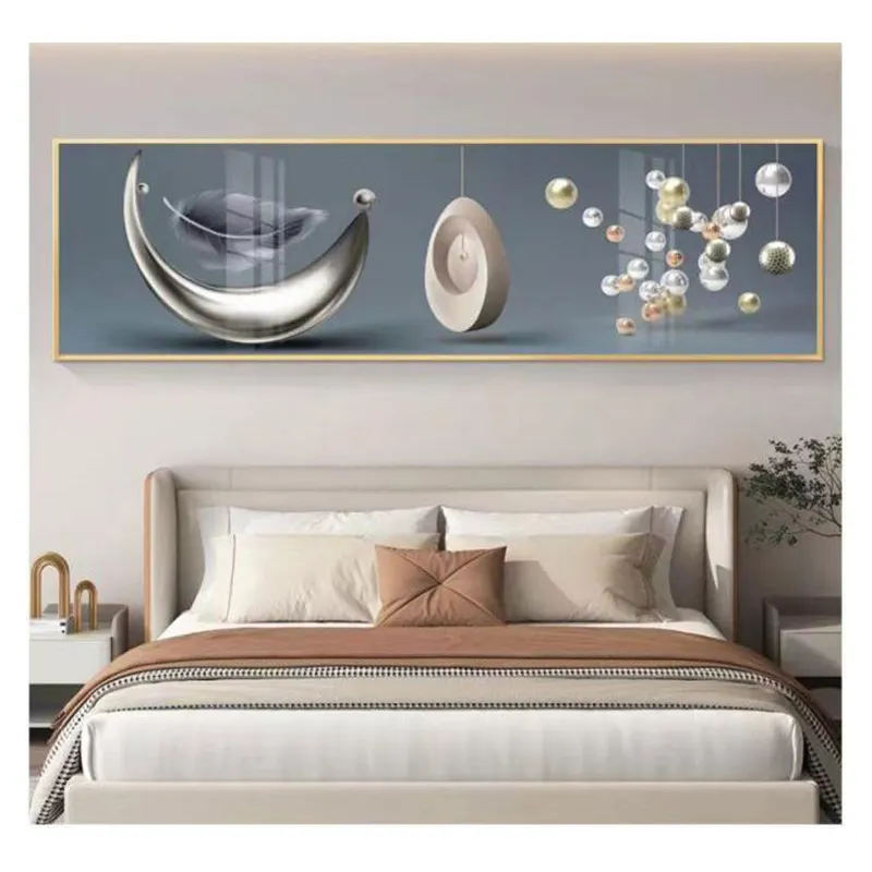 2024 New Design Luxury Modern Decoration Crystal Porcelain Painting Home Decor Bed Background Wall Painting