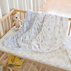 Drap-housse personnalisé pour lit bébé 70% bambou 30% coton mousseline ultra-respirant léger élastique antidérapant adapté aux nouveau-nés - Product Image 5
