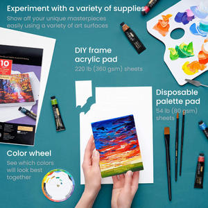 Ensemble de peinture acrylique de <span class=keywords><strong>chevalet</strong></span> d'artiste en bois professionnel avec boîte de <span class=keywords><strong>chevalet</strong></span> d'esquisse <span class=keywords><strong>Kit</strong></span> complet de fournitures d'art - Product Image 5