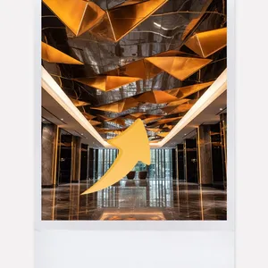 Plafond en plâtre doré classique Relief Design pour immeuble de bureaux