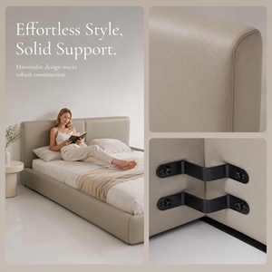 Cadre de <span class=keywords><strong>lit</strong></span> en cuir rembourré de luxe minimaliste, <span class=keywords><strong>lit</strong></span> plateforme moderne en tissu sur mesure pour chambre principale, vente en gros - Product Image 3