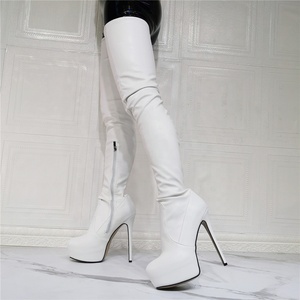 Bottes hautes personnalisables colorées pour femmes, à plateforme, grandes tailles, style danseuse de pole dance, talon aiguille, pointures 47, coupe large - Product Image 4