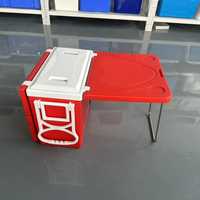 Glacière portable en plastique rigide pour l'extérieur, ensemble de glacière pliable pour le camping avec table et chaises, roues