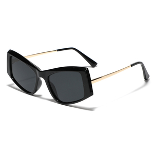 Lunettes de soleil noires surdimensionnées pour femmes, logo personnalisé, mode, UV400, grande monture, style œil de chat - Product Image 3