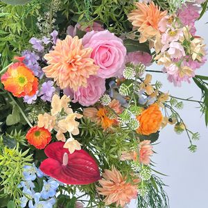 Arche de fleurs colorée personnalisée pour mariage, fabriquée sur mesure pour la décoration de toile de fond de mariage - Vente en gros directe usine - Product Image 4