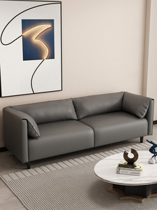 Sofá Nórdico de Dos Plazas, Móvil, con Relleno de Esponja y Estructura de Madera, Tapizado en Cuero, para Apartamento - Product Image 2