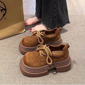 Mocasines de Plataforma Gruesos de Ante Marrón para Mujer al por Mayor Personalizados, con Cordones, Retro, Antideslizantes, Casuales, para el Día a Día - Product Image 3