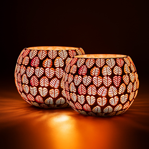 Handcrafted Brown Leaf Mosaic Glass Soy Wax Scented <b>Candle</b> Luxury Home Fragrance <b>Candle</b> for Festive Decor <b>Gift</b> Wholesale - Product Image 1