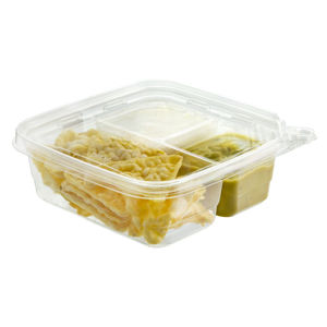 Caja de aperitivos cuadrada desechable de 3 compartimentos de alta calidad Contenedor Grab-N-Go para uso multiusos Reciclable para Fideos de alimentos - Product Image 1