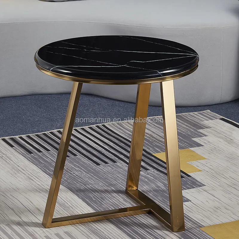 Table d'angle moderne contemporain en pierre, meuble à bout rond, en métal, populaire, bon marché