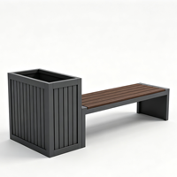 Banc de jardin en alliage d'aluminium avec jardinière intégrée et siège, mobilier de rue pour parc et patio