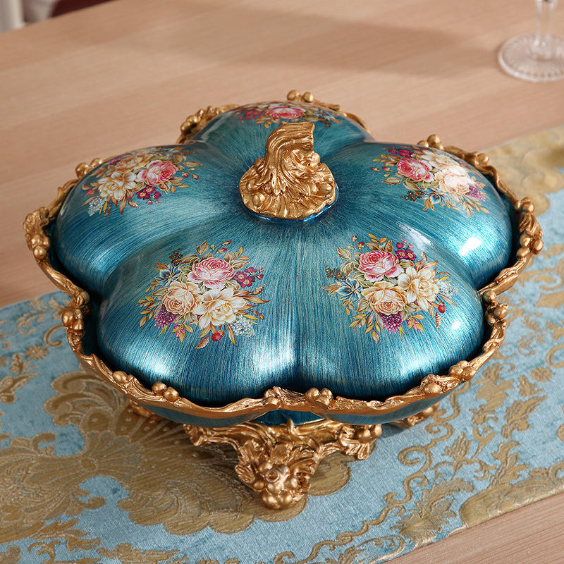 ถาดใส่ถั่ว 6 ช่อง ลายไม้สีฟ้าผสม พร้อมฝาปิด