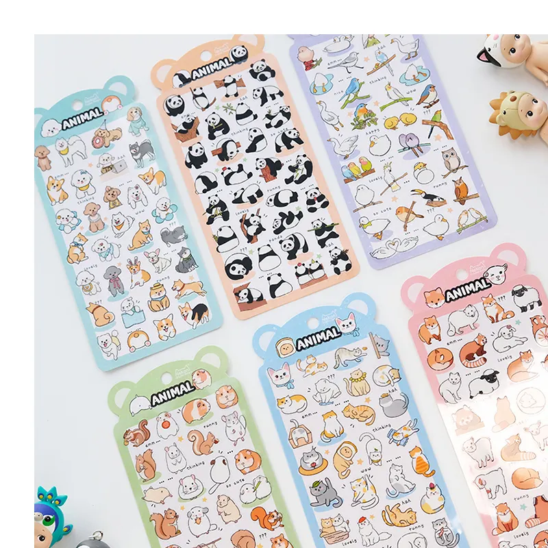 Nekoni Planner Stickers Sheet PVC Stickers Decal Dog Cat Fox Squirrel Panda Bird Laser Glitter Waterproof Scrapbooking Stickers