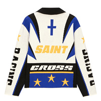 Pull tricoté décontracté pour homme avec logo personnalisé, fermeture éclair, jacquard, motif graphique, style veste de course, idéal pour l'hiver