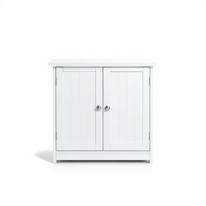 Meuble de rangement blanc sous l'évier, organisateur de salle de bain étanche, construction durable, finition peinte rectangulaire - Product Image 1