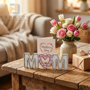 Insegna in Legno Rustico <span class=keywords><strong>Rosa</strong></span> e Bianco con Scritta 'Mom', Centrotavola per la Festa della Mamma, Decorazione per Casa, Fattoria, Ufficio, Regalo - Product Image 2