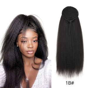 Extension de Cheveux Queue de Cheval à Cordon de Serrage 22 Pouces Synthétique à Clip Afro Kinky Straight avec Bande Élastique et Peigne - Product Image 1