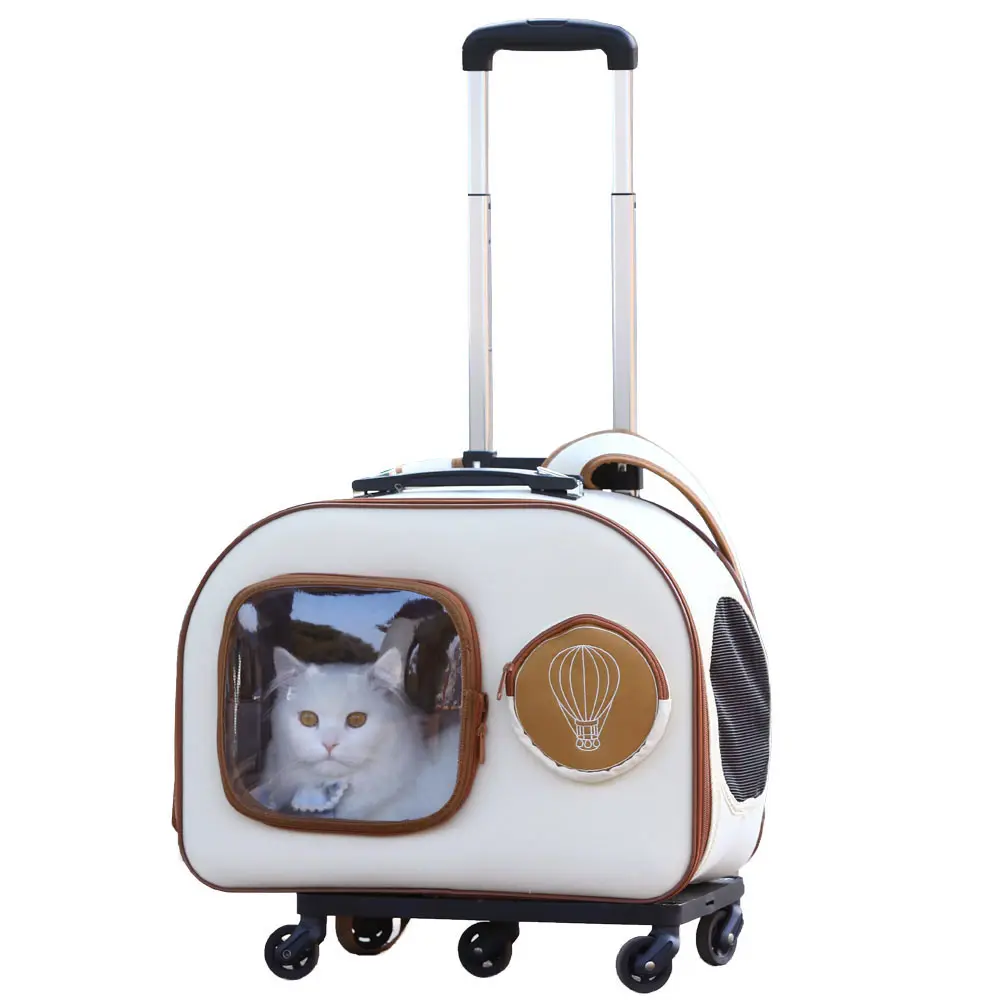 Hoopet-caja de equipaje para mascotas, maleta con carrito de lados suaves, mochila para mascotas, venta al por mayor