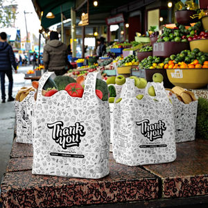 T-shirt du fabricant personnalisable poly sac à provisions en plastique pour gilet de supermarché et utilisation à emporter - Product Image 1