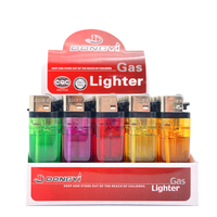 Briquet LED noir coupe-vent portable jetable classique avec logo personnalisé, à gaz butane, en plastique, accessoire pour fumeurs de cigarettes