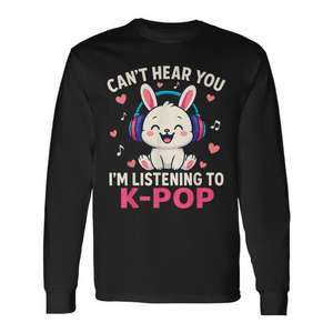 Camiseta de Manga Larga con Diseño de Conejo K-Pop, Estilo Kawaii para Amantes de la Música, Unisex, Cuello Redondo, Impresión Digital, Promocional para Adultos - Product Image 1