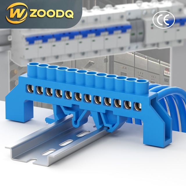 WZOOQD 8-Way 001D Series Brass Zero Line Busbar 6x9mm Rail-Mounted Flame Retardant Brass Ground Neutral Bar With Screw
