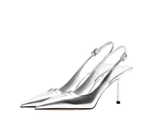 2025 produttori di <span class=keywords><strong>tacchi</strong></span> personalizzati di alta qualità fatti a mano nero <span class=keywords><strong>argento</strong></span> bianco vera pelle sandali <span class=keywords><strong>tacchi</strong></span> alti - Product Image 1