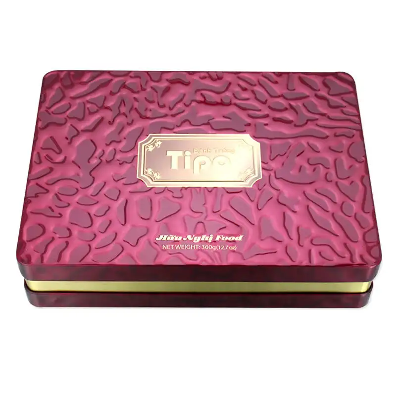 Custom Printed Rectangular Metal Box Tin Can For Cookies Chocolate Packaging