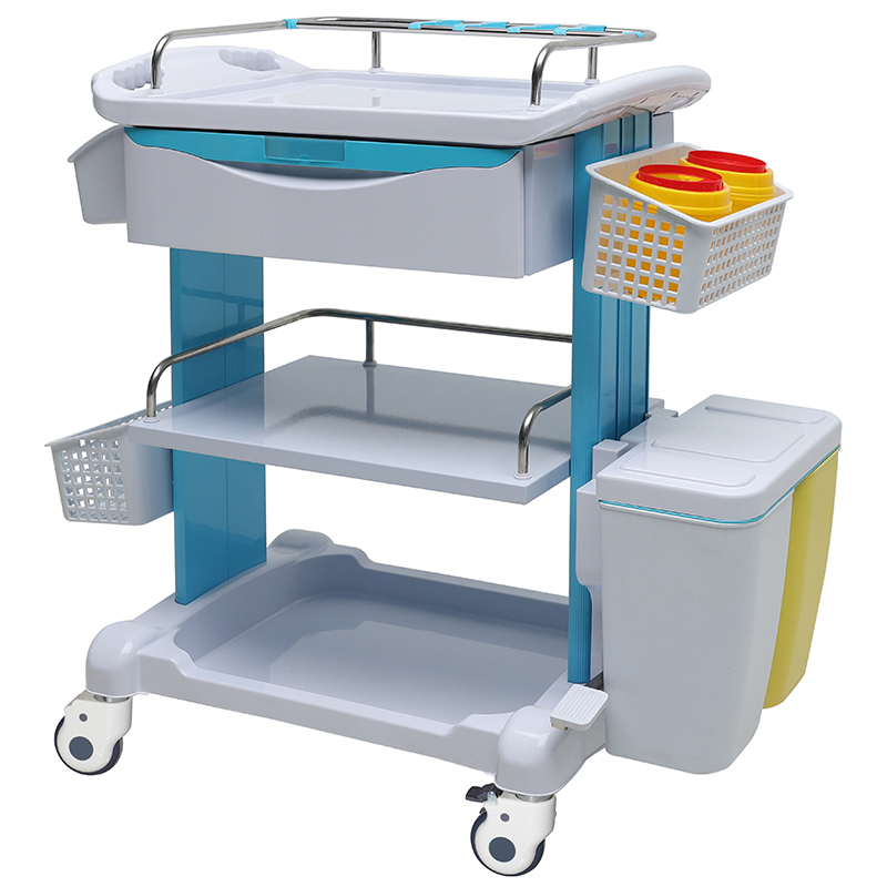 MN-TC010 Chariot de traitement d'urgence en plastique médical Chariot d'instruments médicaux pour clinique