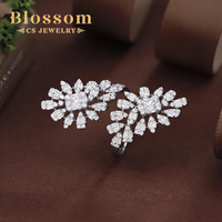 Bague élégante ajustable pour femme Blossom CS Jewelry, design pétale luxueux, argent sterling 925, zircone cubique, pour mariage