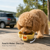Bouteille d'eau écologique pour animaux de compagnie avec double compartiment, prête pour les voyages, motif uni, utilisation en extérieur, toutes saisons