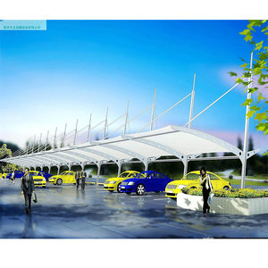 Abri de bus extérieur en acier avec structure à poutres, tentes abri de voiture, auvent imperméable en tissu PVDF, bâtiment en colonnes d'acier, abri de voiture, tente d'ombrage - Product Image 4