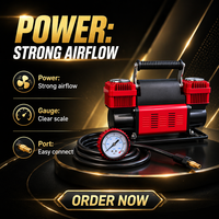 Compresseur d'air à double cylindre en métal OEM & ODM 150 PSI 280 W 70 L/min avec gonflage rapide pour voiture - Vente en gros
