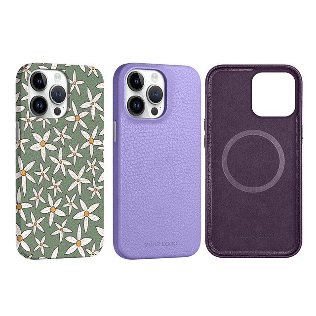 Genuine Leather Phone Cases Luxury Magnetic Case for iPhone 15 Pro Max Cover Custom Design Mobile Case for iPhone 14 Pro