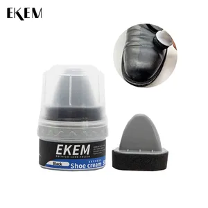 Ekem Hot Bán Giày đánh bóng giày Cleaner tự tỏa sáng Da Giày kem Nhựa Jar với Sponge Applicator đen nâu tự nhiên