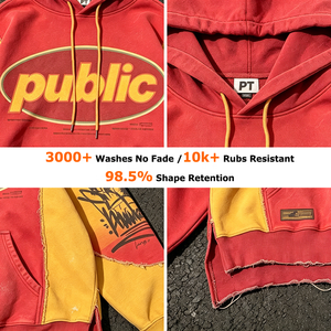 Premium Customization Heavyweight 500gsm Patchwork French Terry Digital Print Letters Eco-friendly Pockets OEM Hoodies for Men - Product Image 2