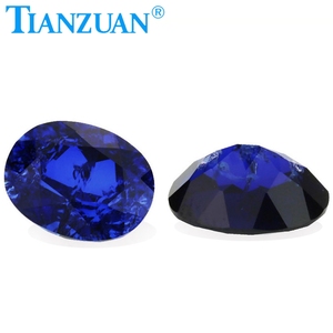 Đá sapphire nhân tạo màu xanh hoàng gia, hình oval, cắt tự nhiên, có vết nứt nhỏ và tạp chất, đá rời - Product Image 6