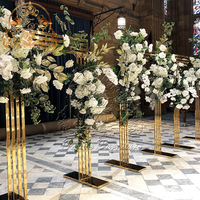 Rectangle doré matériel fête fleur mur toile de fond en gros événement décor