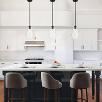 Suspension moderne en fer noir et verre, 1 éclairage, câblée, hauteur réglable, pour îlot de cuisine et salle à manger