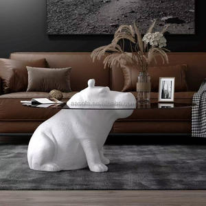 Conjunto de muebles de sala de estar de combinación moderna, mesa auxiliar de té <span class=keywords><strong>blanco</strong></span> con base de <span class=keywords><strong>caballo</strong></span> de Río Animal y tapa de vidrio, varios materiales - Product Image 1