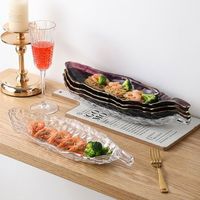Luxe bladsvormige glazen serveerschaal, golvende fruitschaal, decoratieve dessert schaal, gekleurd serviesgoed voor restaurants