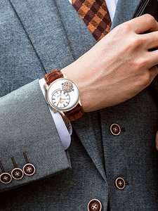 Conjunto de reloj de negocios TOMI para hombre, caja de regalo con esfera de banda de cuero, caja de aleación de 42mm, ventana de cristal, movimiento Hangzhou, puntero de ancho de banda de 22mm - Product Image 4