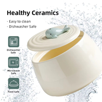 Distributeur d'eau automatique portable en céramique de 850 ml pour animaux de compagnie, fontaine à eau intelligente pour chats et chiens avec système de circulation à charge pour les voyages