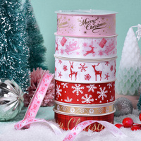 Ruban de noël rose imprimé personnalisé, Logo pour rouleau d'emballage cadeau, vente en gros