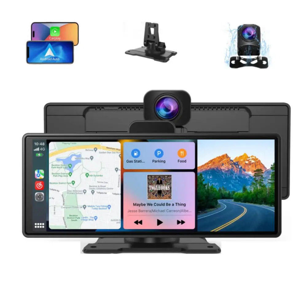 Dashcam Cyclus Opname Draagbare Draadloze Carplay Auto Gps Navigatie 9.3 Inch Rij Recorder