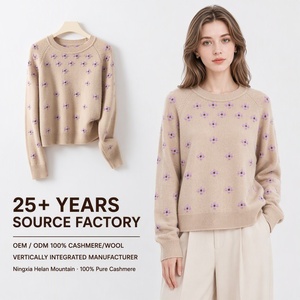 Nueva Tendencia 2026: Suéter Floral 100% Cachemira Pura <span class=keywords><strong>Helan</strong></span> Mt Ningxia 16.2um, Tejido Stoll, Lujo Discreto, Estilo Esquí, Rastreable, Probado en Laboratorio - Product Image 1