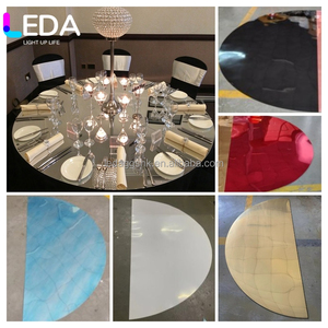 LEDA Elegant <b>Wedding</b> Event <b>Table</b> <b>Decorations</b> 60inches PVC Flexible Round <b>Table</b> <b>Top</b> Reflective Acrylic <b>Table</b> Mirror Sheet - Product Image 3