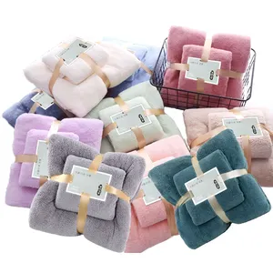 Manufacturers wholesale microfiber towel gift set Cheap price coral fleece bath towel set for bath towels